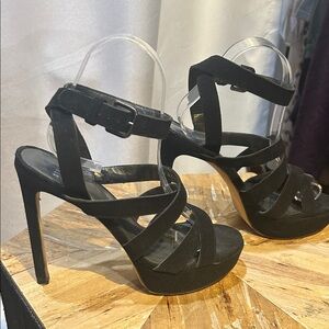 Stuart Weitzman Black Strappy Sandals